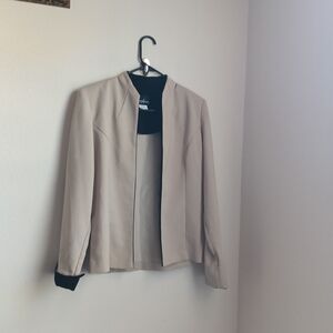 Positive Attitude Blazer Women 10T Tan & Black Versatile Office Academia Vintage